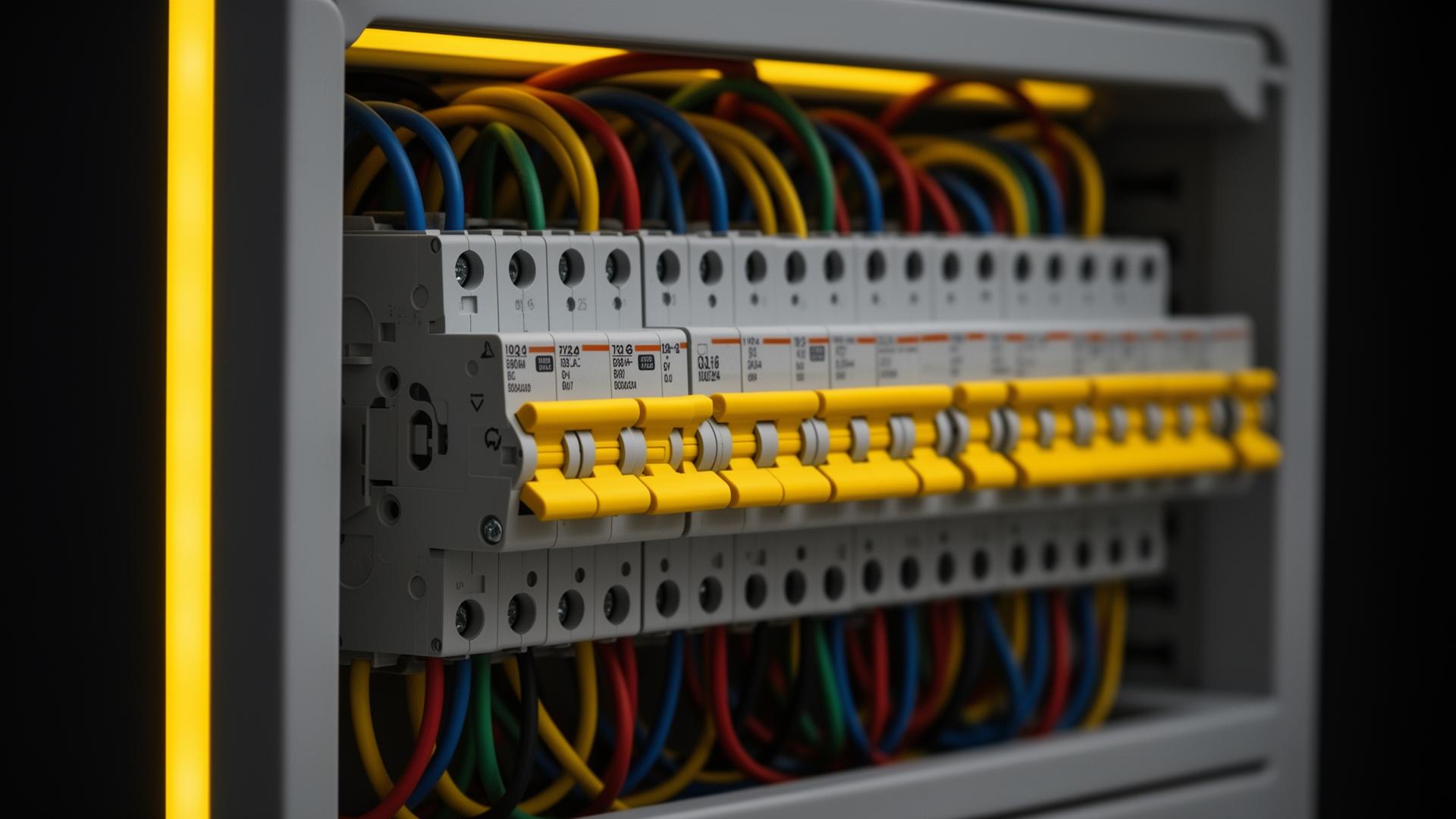 Modern verdeelbord met gele automaten