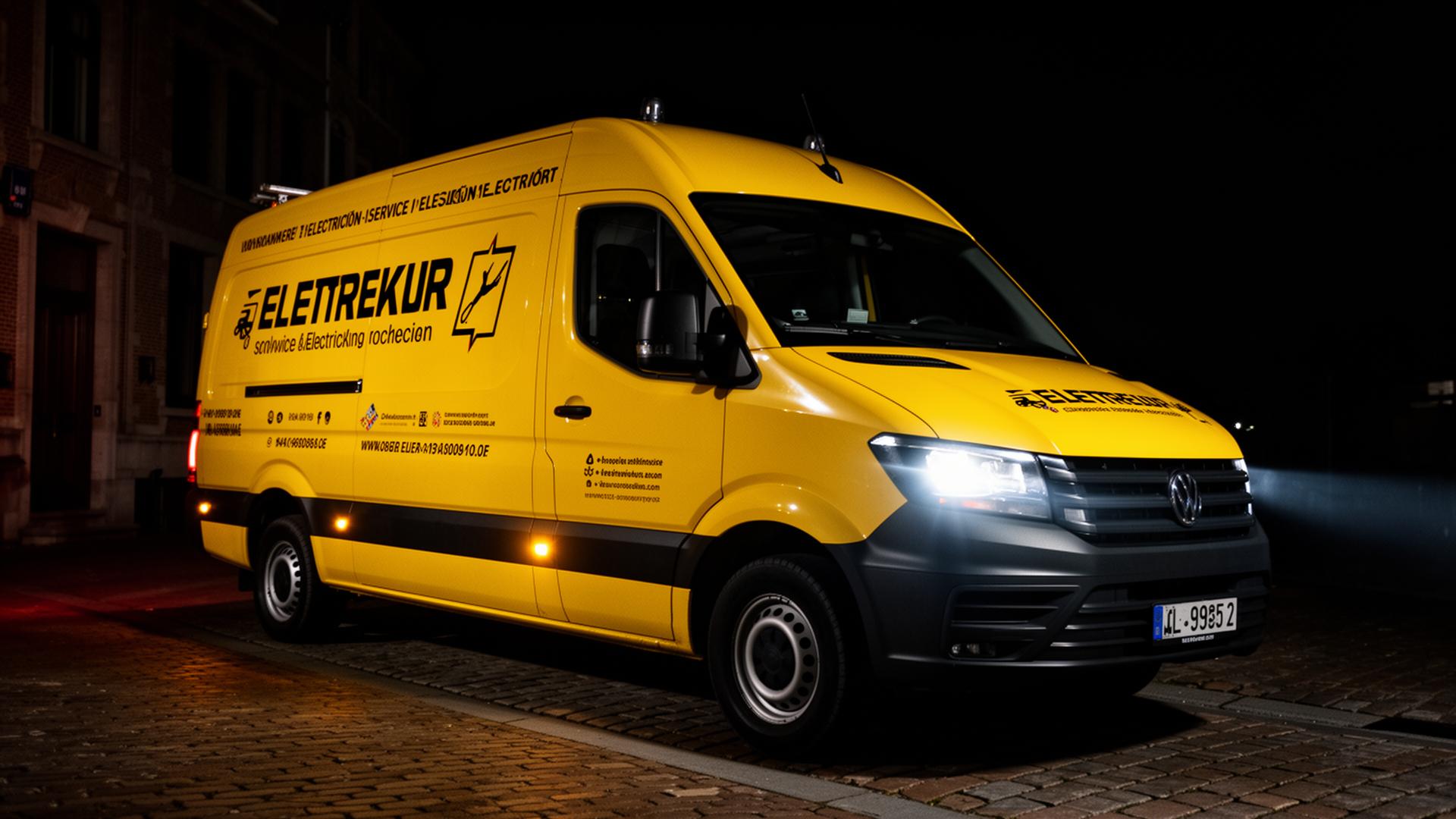 Stroompanne.be elektriciteits-interventiewagen 's nachts